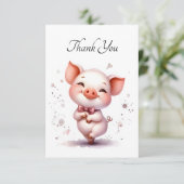 Dansende Biggetje Strik Das Vlakke Bedankkaart (Staand voorkant)