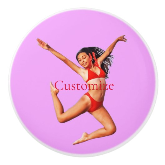 Dansende Bikini Model Thunder_Cove Keramische Knop (Voorkant)