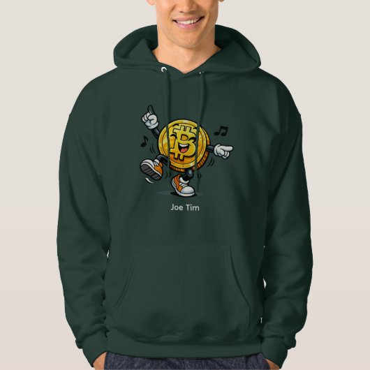 Dansende Bitcoin Cartoon Hoodie met Naam (Voorkant)