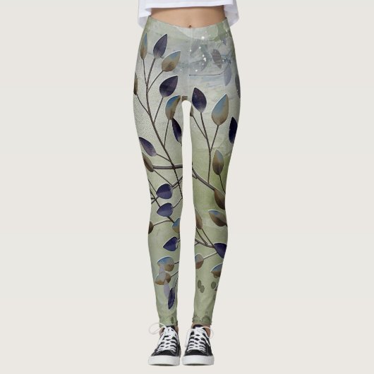Dansende Bladeren Broek Leggings (Voorkant)