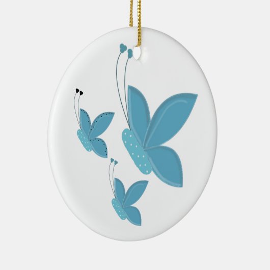 Dansende blauwe vlinders keramisch ornament (Rechts)