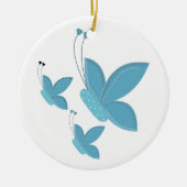 Dansende blauwe vlinders keramisch ornament (Voorkant)