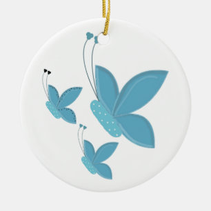 Dansende Blauwe Vlinders Keramisch Ornament