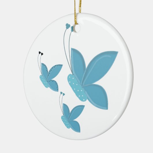 Dansende blauwe vlinders keramisch ornament (Links)