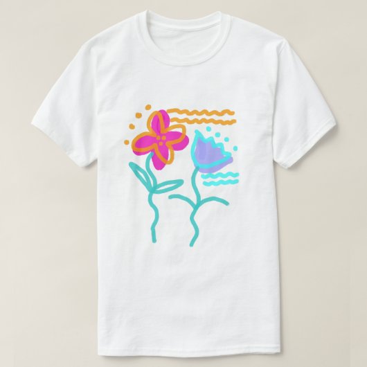 Dansende Bloemen Abstracte Kunst om te Dragen T-shirt (Design voorkant)
