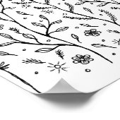 Dansende Bloemen Inkt Tekening Poster (Hoek)