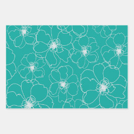 Dansende bloemen inpakpapier vel