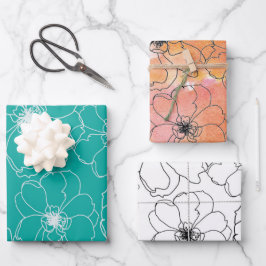Dansende bloemen inpakpapier vel