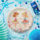 Dansende Bloemenfeeën2 Gouden Glitter Papier Borde Papieren Bordje (Feest)