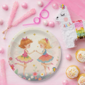 Dansende Bloemenfeeën2 Gouden Glitter Papier Borde Papieren Bordje (Feest)