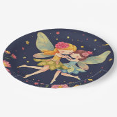 Dansende Bloemfeeën1 Gouden Glitter Papieren Borde Bordje (Gekanteld)