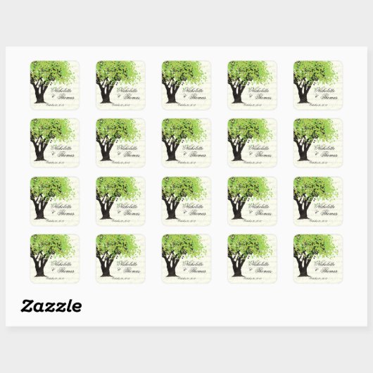 Dansende Blooms Tree Vierkante Sticker (Vel)
