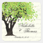Dansende Blooms Tree Vierkante Sticker (Voorkant)