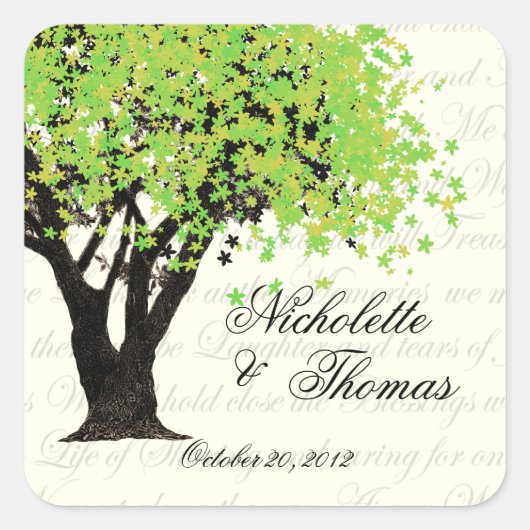 Dansende Blooms Tree Vierkante Sticker (Voorkant)