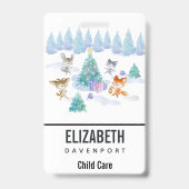Dansende bosdieren Kerst waterverf Badge (Achterkant)