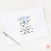 Dansende bosdieren Kerst Waterverf Biz Ronde Sticker (Envelop)