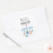 Dansende bosdieren kerst Waterverf kaars Ronde Sticker (Envelop)