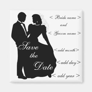 Dansende bride en Groom Silhouette Favors Magneet