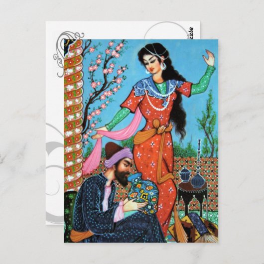 Dansende briefkaarten Nymph en Poet (Voorkant / Achterkant)