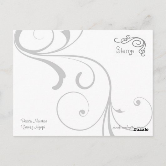 Dansende briefkaarten Nymph en Poet (Achterkant)