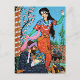 Dansende briefkaarten Nymph en Poet