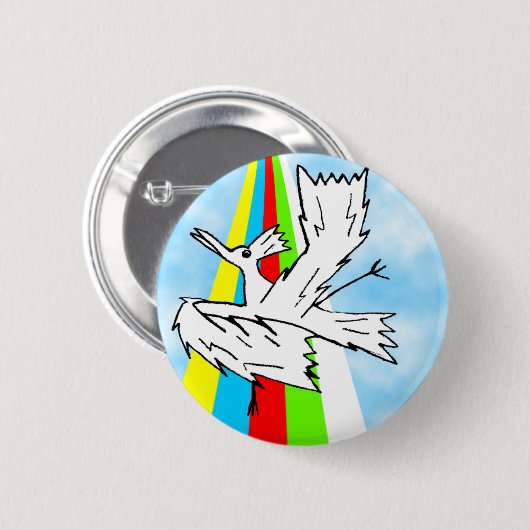 Dansende Brolly Bird op een regenboog Ronde Button 5,7 Cm (Voorkant /achterkant)