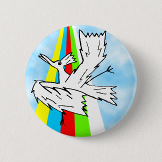 Dansende Brolly Bird op een regenboog Ronde Button 5,7 Cm