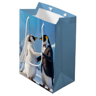 Dansende Bruid en Bruidegom Pinguïns Medium Cadeauzakje