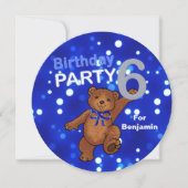 Dansende bruin Beer 6e verjaardag van de uitnodigi Kaart (Voorkant)