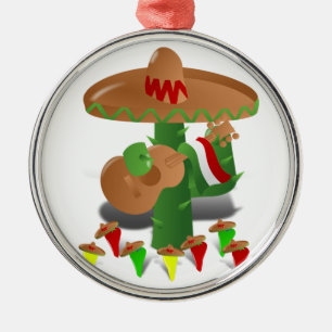 Dansende Cactus met Guitar Fiesta Metalen Ornament