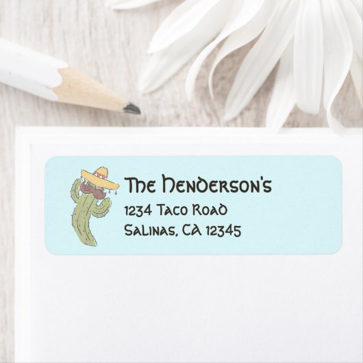 Dansende Cactus met Mustache in Sombrero Etiket (Insitu)