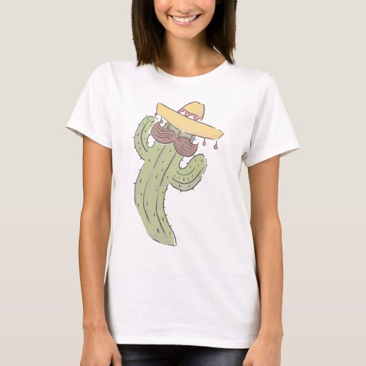 Dansende Cactus met Mustache in Sombrero T-shirt (Voorkant)