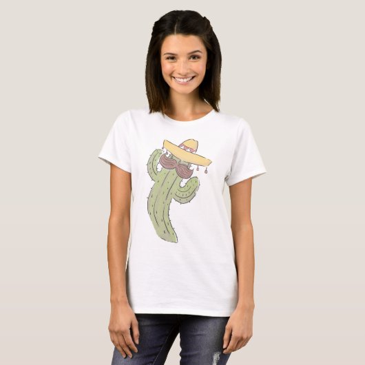 Dansende Cactus met Mustache in Sombrero T-shirt (Voorkant volledig)