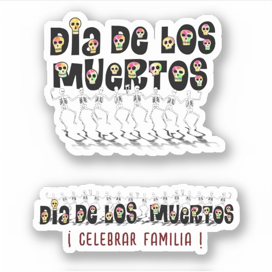 Dansende Calaveras Dia De Los Muertos Sticker (Voorkant)
