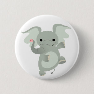 Dansende Cartoon Elephant Button Badge