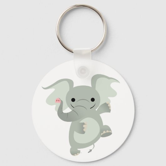 Dansende Cartoon Elephant Sleutelhanger (Voorkant)