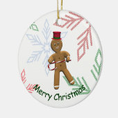 Dansende Cartoon Gingerbread Man Keramisch Ornament (Links)