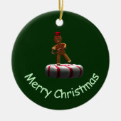 Dansende Cartoon Gingerbread Man Keramisch Ornament (Voorkant)