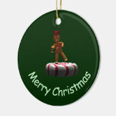 Dansende Cartoon Gingerbread Man Keramisch Ornament (Links)