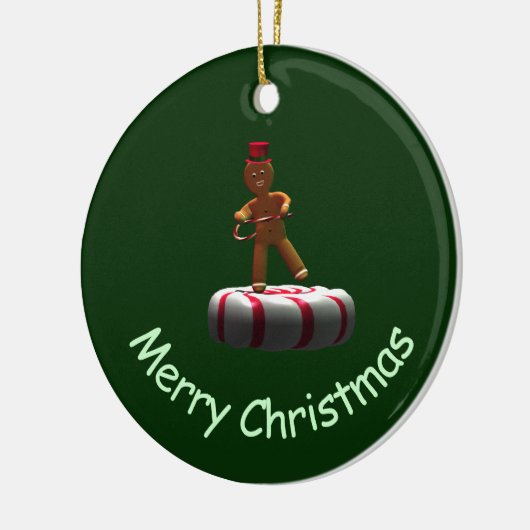 Dansende Cartoon Gingerbread Man Keramisch Ornament (Links)