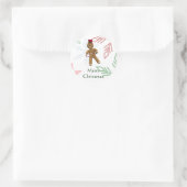 Dansende Cartoon Gingerbread Man Ronde Sticker (Tas)