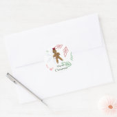 Dansende Cartoon Gingerbread Man Ronde Sticker (Envelop)