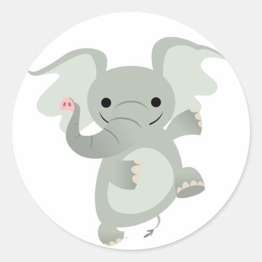 Dansende Cartoon Olifant Sticker (Voorkant)
