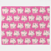 Dansende Cartoon Pig-herfstpatroonblauw Fleece Deken (Voorkant (Horizontaal))