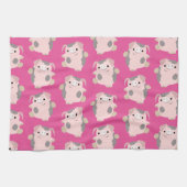 Dansende Cartoon Pig Herhaal Pattern Kitchen Towel Theedoek (Horizontaal)