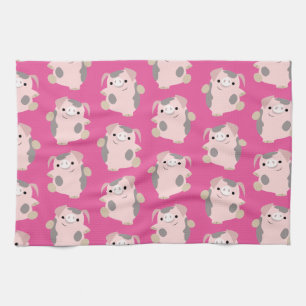 Dansende Cartoon Pig Herhaal Pattern Kitchen Towel Theedoek