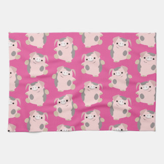 Dansende Cartoon Pig Herhaal Pattern Kitchen Towel Theedoek