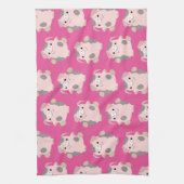 Dansende Cartoon Pig Herhaal Pattern Kitchen Towel Theedoek (Verticaal)