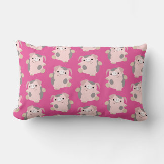 Dansende Cartoon Pig herhalen Patroon Lumbar Pillo Kussen