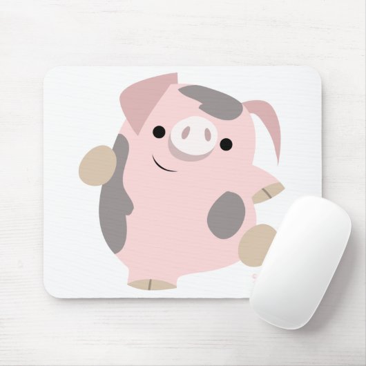 Dansende Cartoon Pig mousepad Muismat (Met muis)